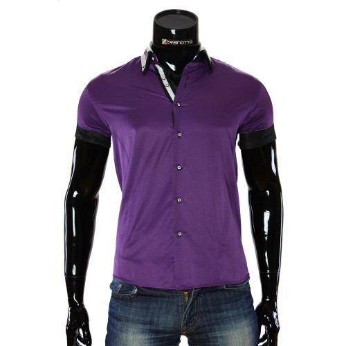 Men`s Slim Fit plain shirt with short sleeve MM 919-4
