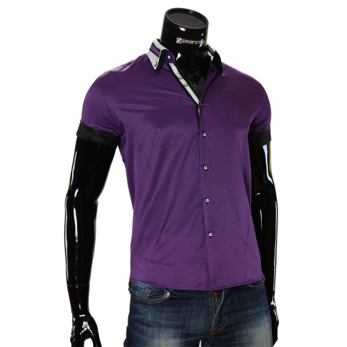 Men`s Slim Fit plain shirt with short sleeve MM 919-4