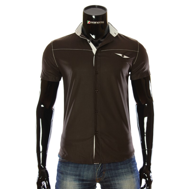 Men`s Slim Fit plain shirt with short sleeve LL 1022-2