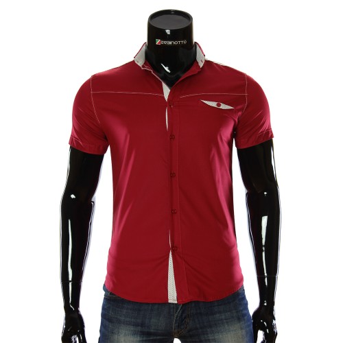 Мужская однотонная рубашка с коротким рукавом LL 1022