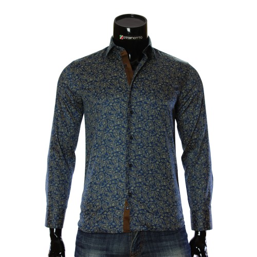 Мужская приталенная рубашка в узор RV 1952-2