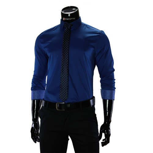 Мужская однотонная приталенная рубашка GF 1422