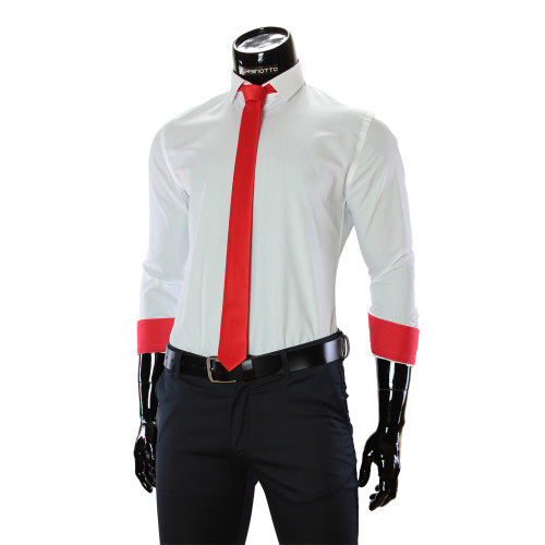 Мужская однотонная приталенная рубашка GF 0411-44