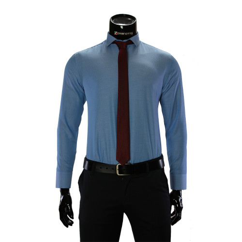 Мужская однотонная приталенная рубашка RV 1955-3