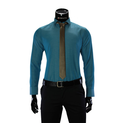 Мужская однотонная приталенная рубашка RV 1955-4