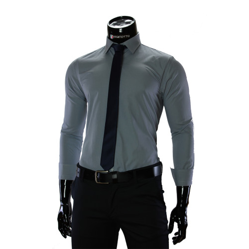 Мужская однотонная приталенная рубашка RV 1955-2