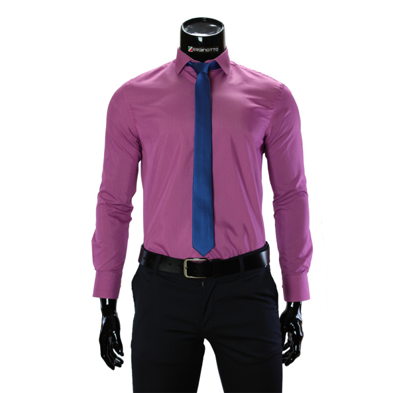 Мужская однотонная приталенная рубашка RV 1955-9