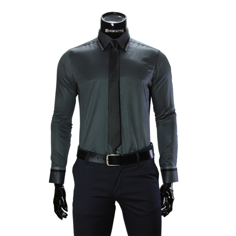 Мужская однотонная приталенная рубашка BEL 1856-44