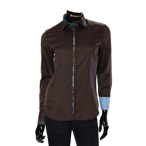 Женская однотонная приталенная рубашка TNL 1035-3