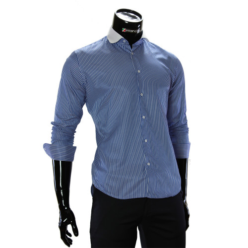 Мужская приталенная рубашка в полоску CAV 676-1