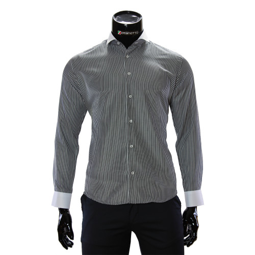 Мужская приталенная рубашка в полоску CAV 676-2