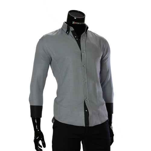 Мужская однотонная приталенная рубашка MM 1959-4