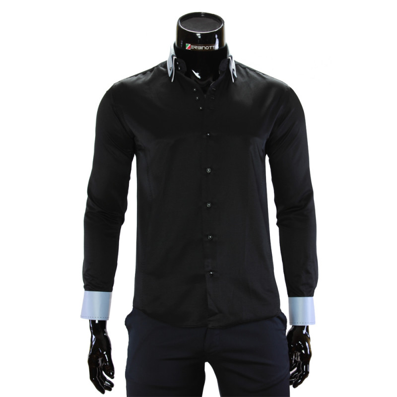 Мужская однотонная приталенная рубашка MM 1960-14