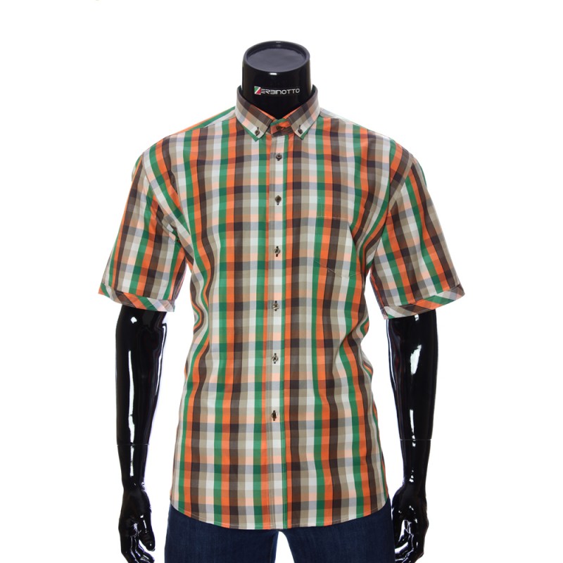 Мужская рубашка в клетку с коротки рукавом BEL 914-10