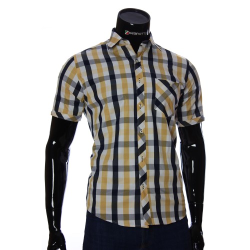 Мужская рубашка в клетку с коротки рукавом BEL 918-20