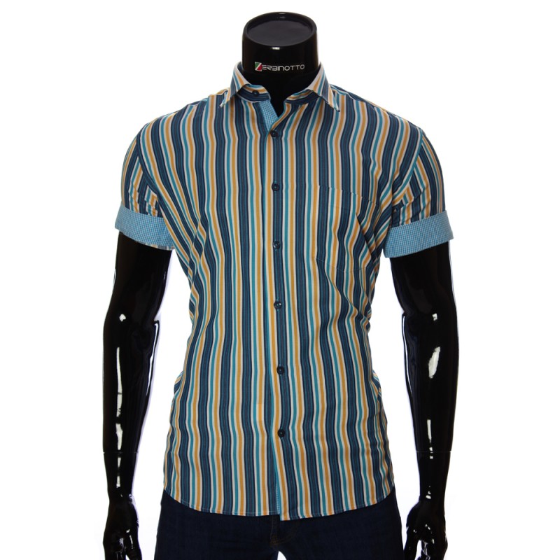 Мужская рубашка в полоску с коротки рукавом BEL 921-2