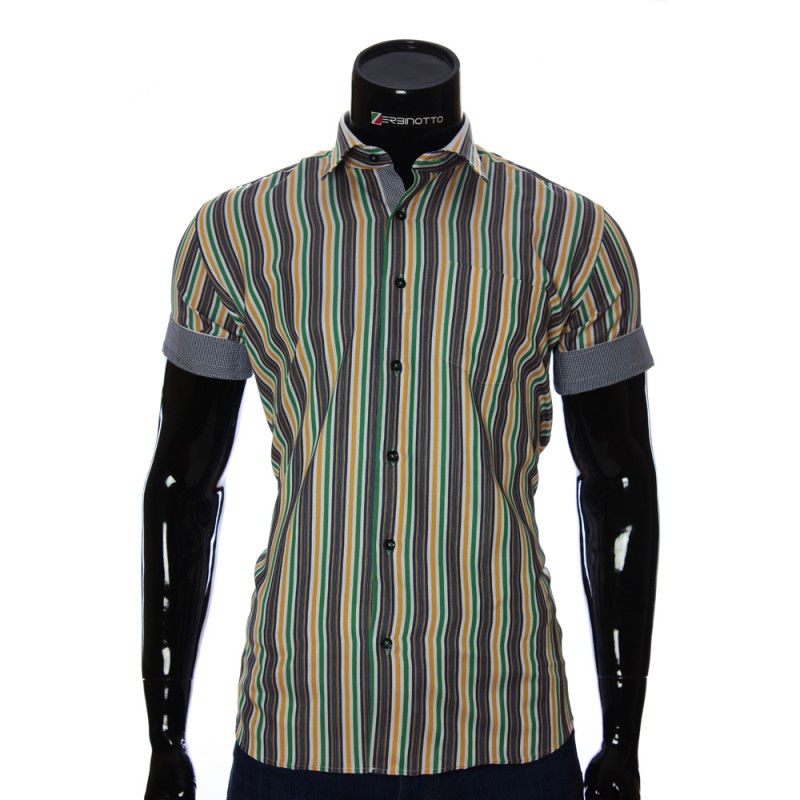 Мужская рубашка в полоску с коротки рукавом BEL 921-19