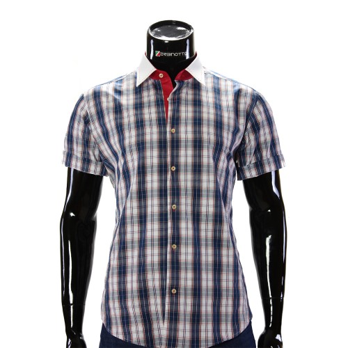 Мужская рубашка в клетку с коротким рукавом BEL 8681-1